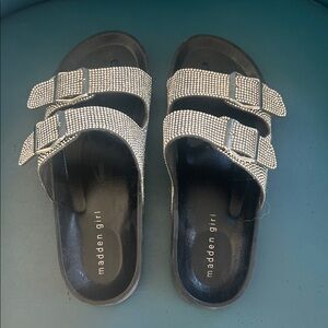 Madden Girl Glittering Black Slide Sandals